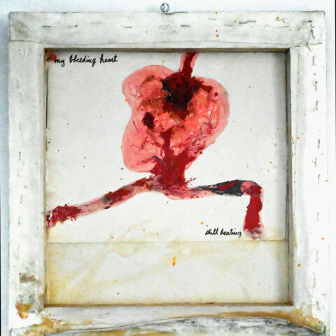 57. My bleeding heart... still beating. Médiums mixtes sur toile. 16 x 16". 2003. Tryptique  1 500$