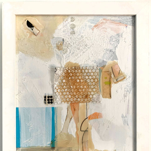69. La tête dans les nuages. Médiums mixtes sur toile. 20 x 16". 2004.						950$